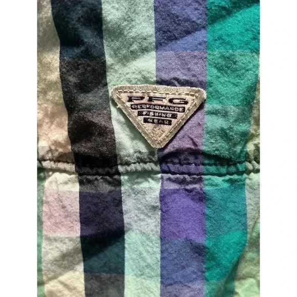 Columbia‎ PFG Size M/L Green Blue Plaid Vest - Picture 5 of 8